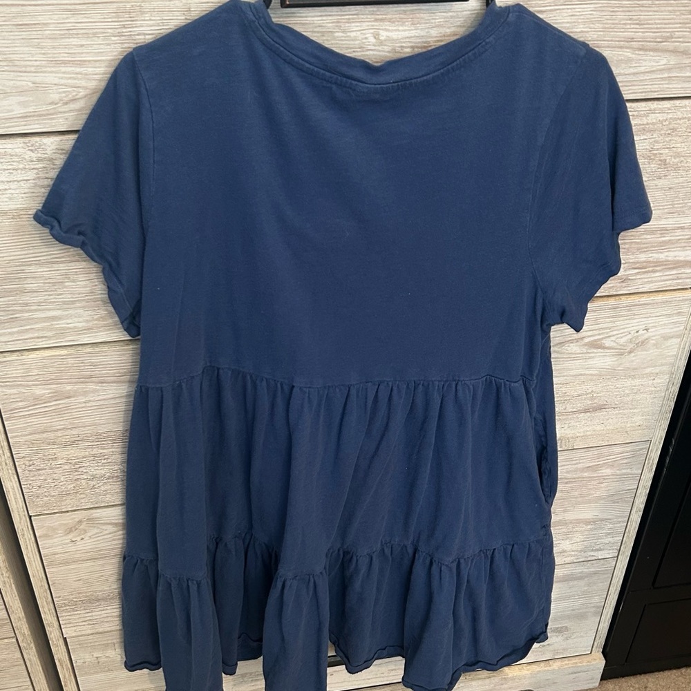 Short-Sleeve Tiered Slub-Knit Mini Swing Dress Large Petite - Picture 5 of 5